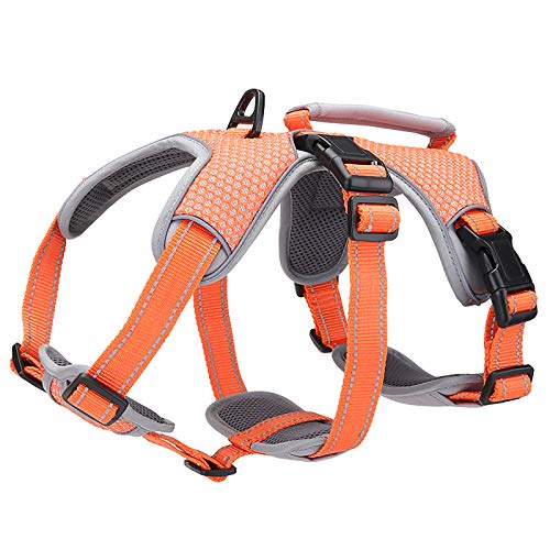 BELPRO Multi-Use Support Dog Harness, Escape Proof No Pull Reflective Adjustable Vest with Durable Handle, Dog Walking Harness for Big/Active Dogs (Orange, XL)