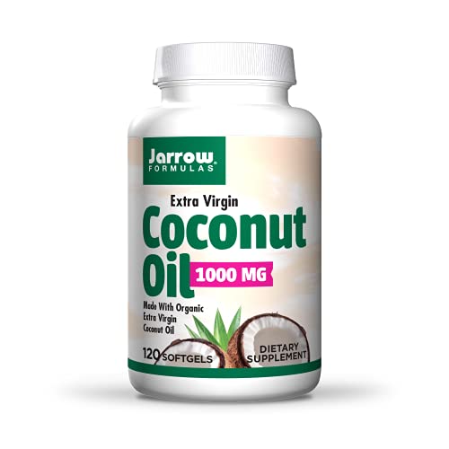 Jarrow Formulas Certified Extra Virgin Organic Coconut Oil Made With 100% Cold-Pressed & Solvent Free, 120 Count