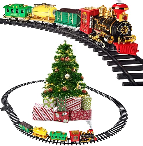Prextex Steam Train Toy - Electric Train Set for Kids with Real Smoke, Music, & Lights Xmas Trains