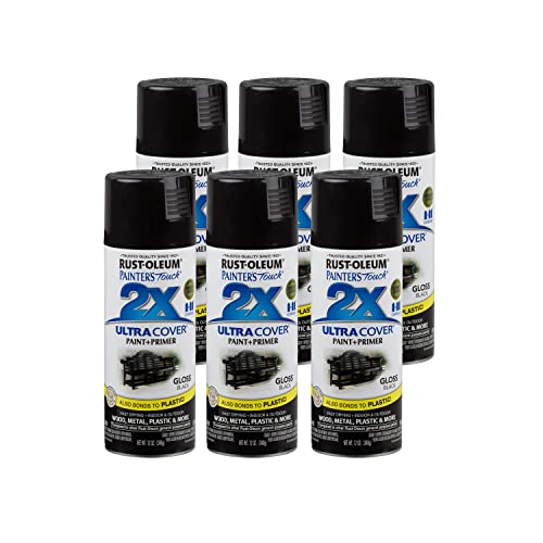 Rust-Oleum 249122-6 PK Painter's Touch 2X Ultra Cover, 12 Ounce (Pack of 6), Gloss Black