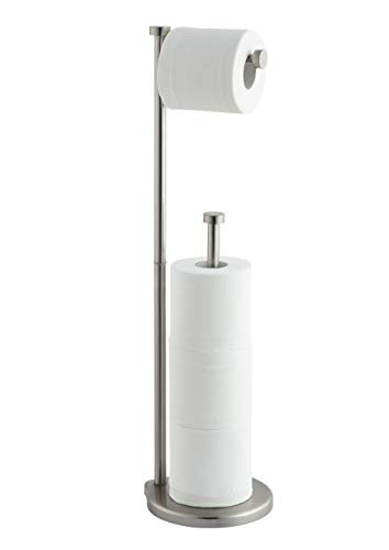 SunnyPoint Free Standing Bathroom Toilet Paper Holder Stand with Reserve, Reserve Area has Enough Space for Jumbo Roll