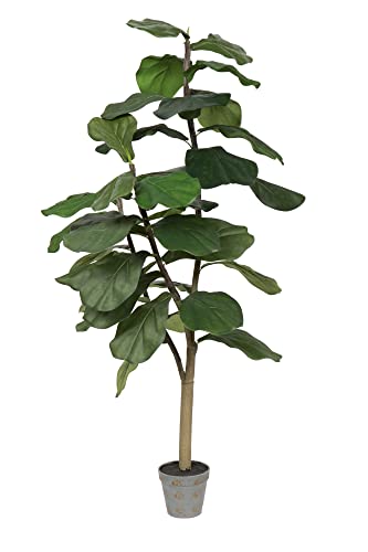 Vickerman Everyday Faux Fiddle Leaf Fig Tree 4ft Tall Green Silk Artificial Indoor Fiddle Plant With 39 Large Fiddle Leaves Single Stem Home Office Decor