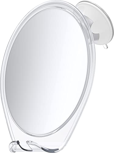 HoneyBull Shower Mirror Fogless for Shaving - with Suction, Razor Holder for Shower & Swivel, Mirrors, Shower Accessories, Bathroom Mirror, Bathroom Accessories, Holds Razors for Men (White)