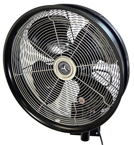 HydroMist F10-14-011 18" Shrouded Outdoor Wall Mount Oscillating Fan, 3 Speed On Cord, 0.15 HP, 1.05 Amps, Black
