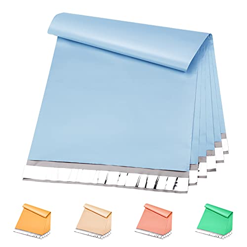 Metronic Poly Mailers 14.5x19 100 Pcs | Medium Size Shipping Bags for Clothes | Large Poly Mailer Bags, Shipping Envelopes, Mailing Bags for Small Business , Strong Adhensive Poly Bags Blue