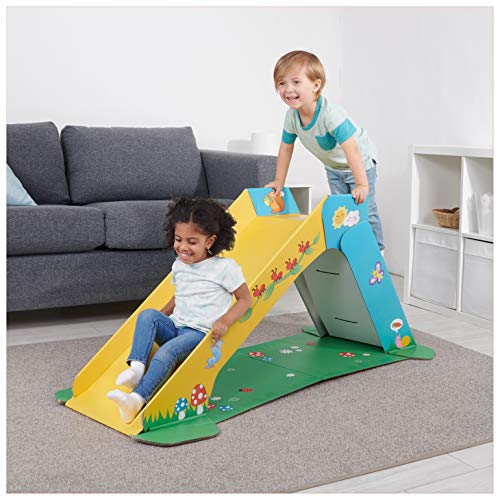 Pop2Play Toddler Playground Indoor Slide for Kids – Durable Eco-Friendly Foldaway Cardboard Slide (Sunny)
