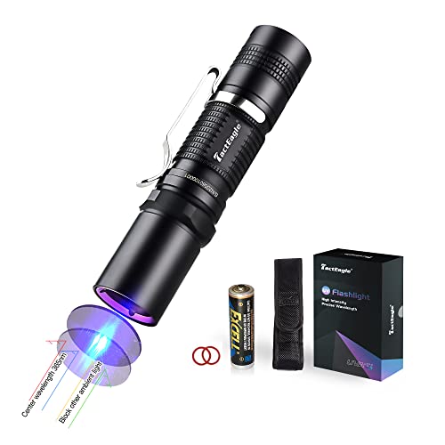 TactEagle UVA-T1 Black Light Flashlight Portable 365NM UV Flashlight with Japanese LED Source Max 3000mW high powe for Pet Urine Detection Minerals Resin Curing Scorpion